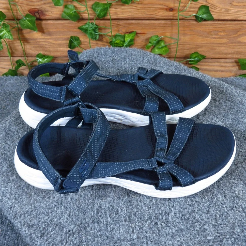 Skechers On-the-Go 600 Brilliancy Women Shoe Sandal 10 Walking Navy Blue Textile